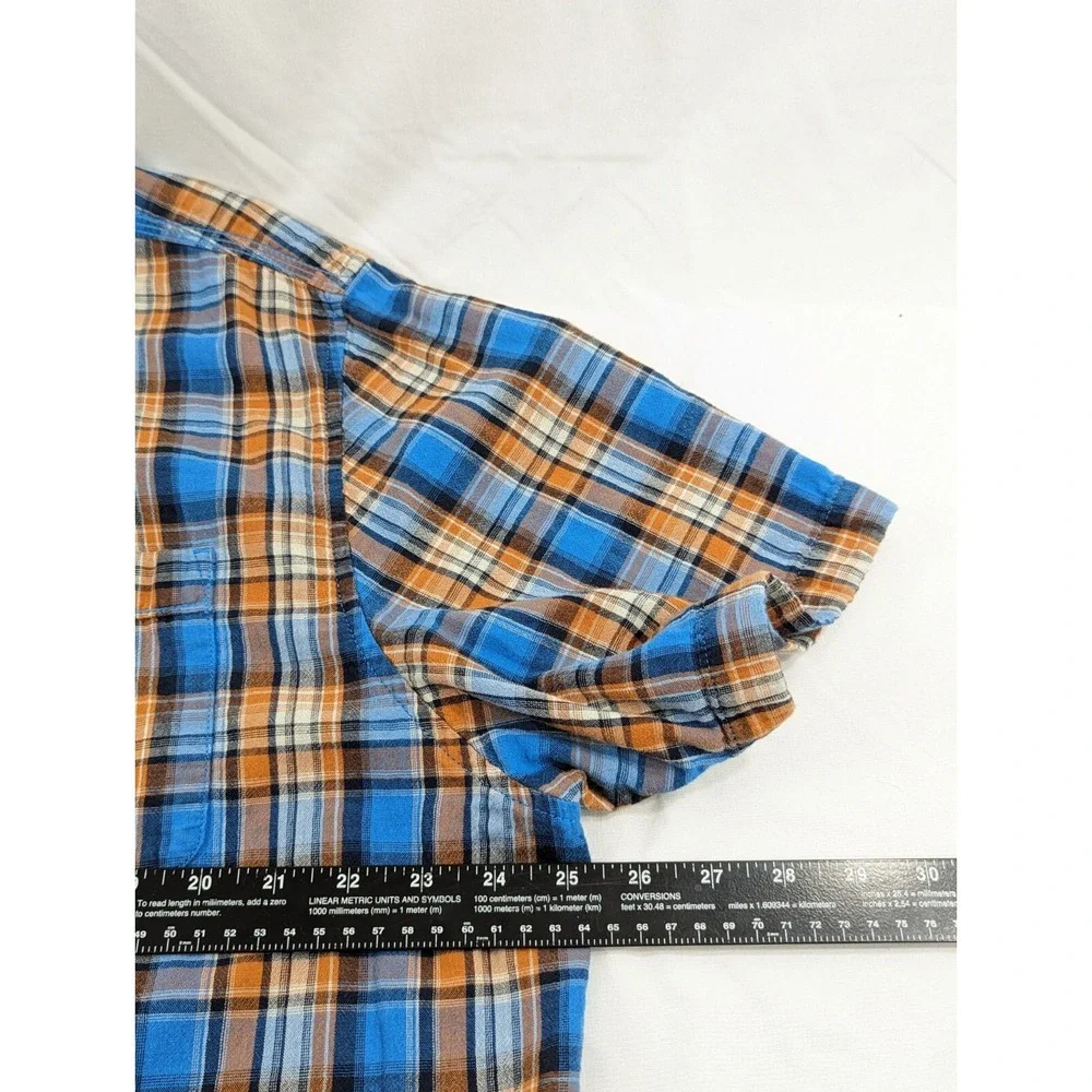 The North Face Cotton Short‎ Sleeve Plaid Hiking Outdoor Button Shirt Size 2XL